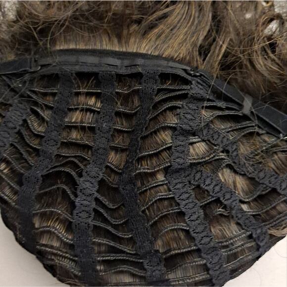 Curly Wig Bouncy Synthetic Women Ombre Blonde Brown Adjustable Combs - Picture 4 of 8